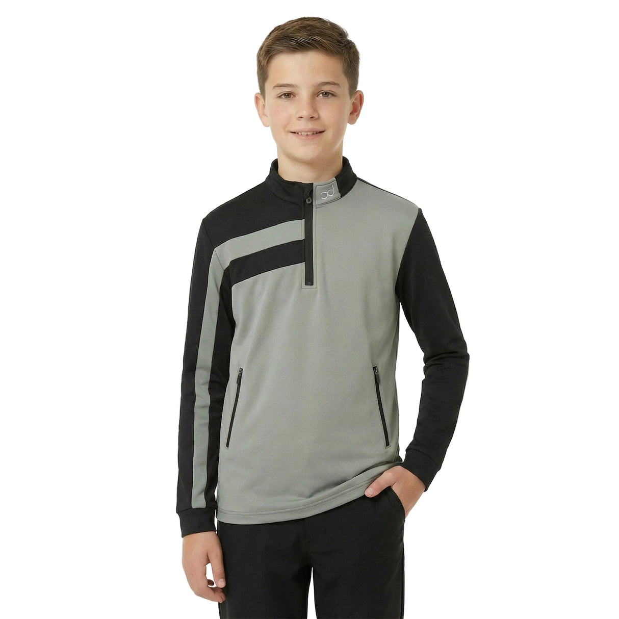LEO Junior 1/4 Zip Jacket - Khaki Grey/Black