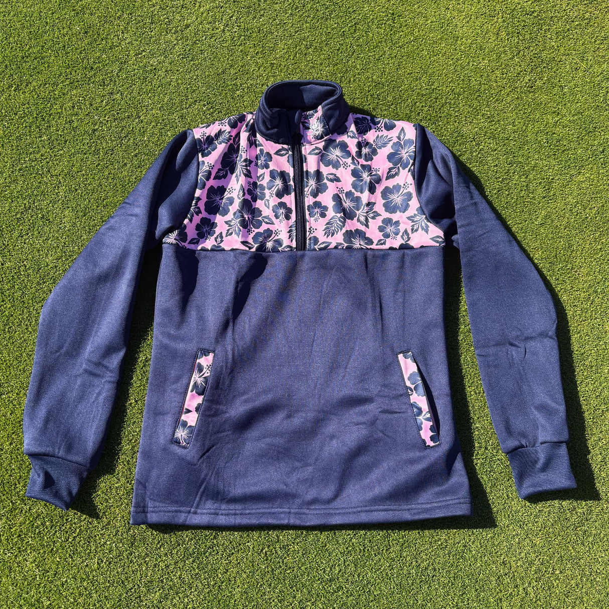 TROPIC Girls 1/4 Zip Jacket - Light Pink/Navy