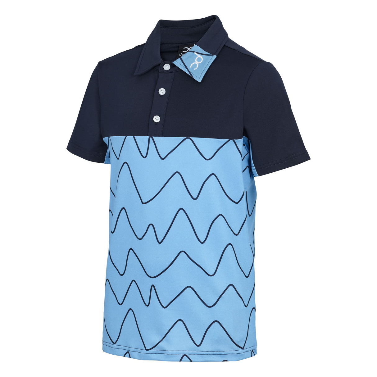 Chinnydipper Light Blue/Navy Wiggle Junior Golf Polo