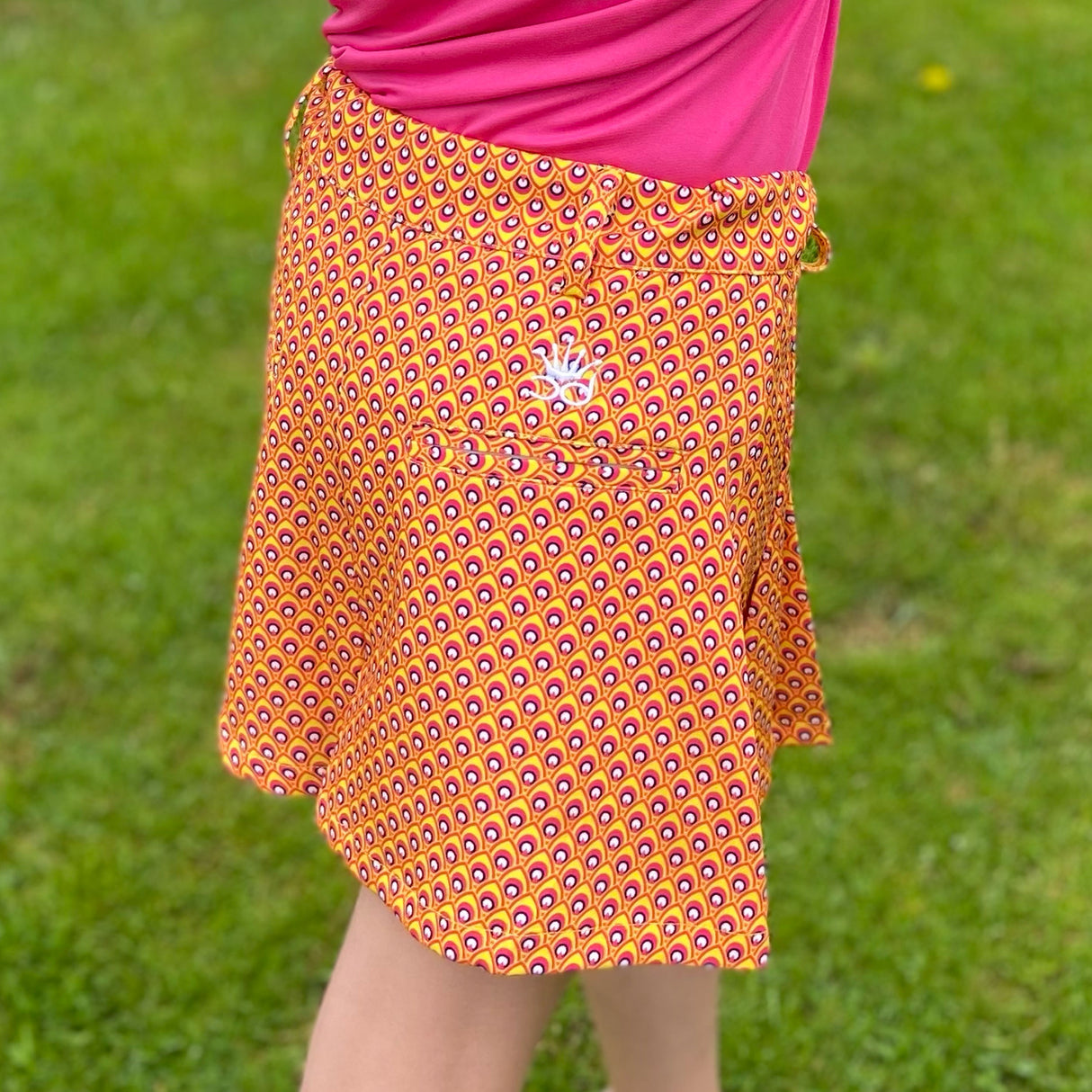 TILLY Girl's Golf Skort - Hot Pink/Yellow