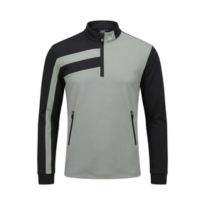LEO Junior 1/4 Zip Jacket in Khaki Grey and Black - Front View
