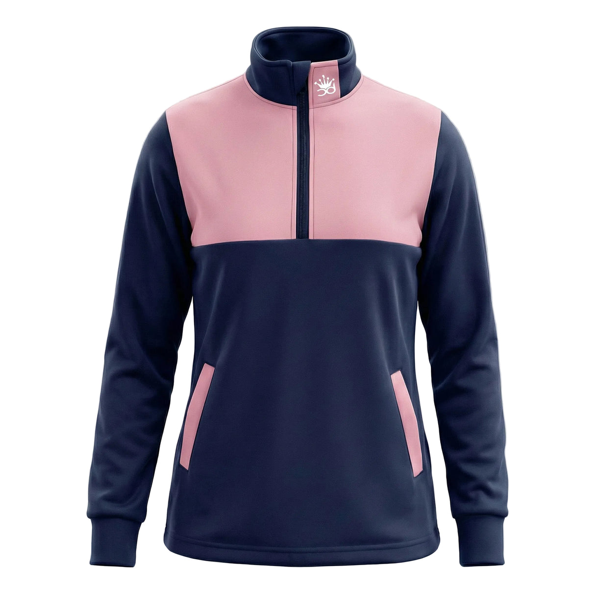 MADDIE Girls 1/4 Zip Jacket - Light Pink/Navy