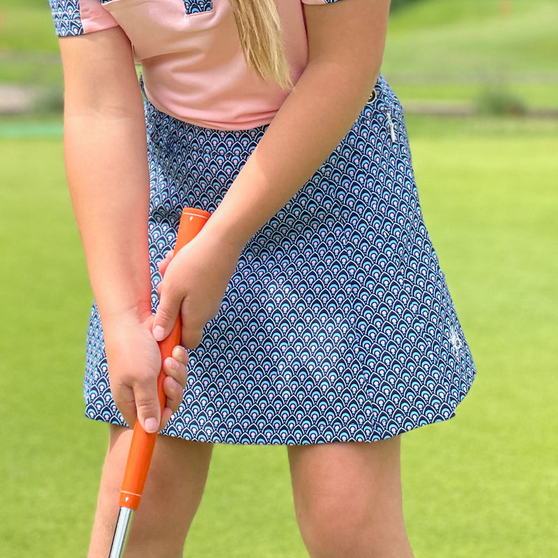 TILLY Girl's Golf Skort - Light Pink/Blue