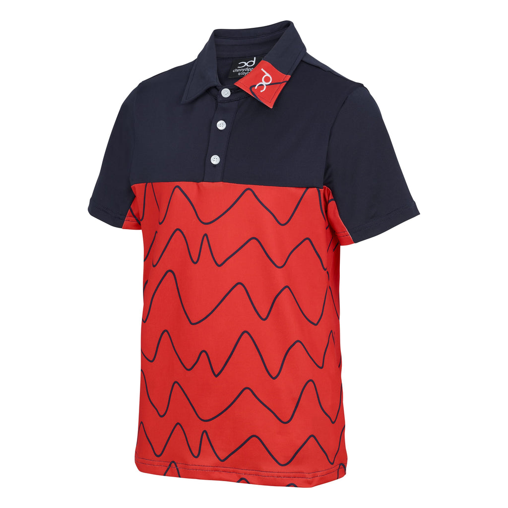Chinnydipper Red/Navy Wiggle Junior Golf Polo
