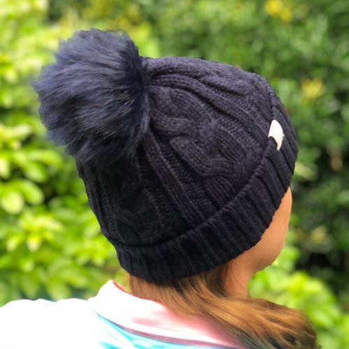 Navy Fleece Lined Bobble Hat with changeable bobble.